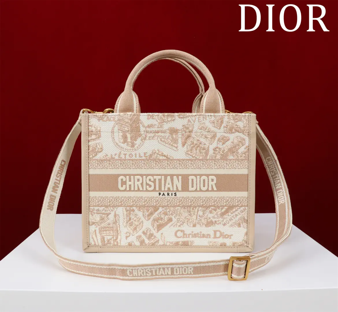 Dior Embroidered Tote Bag with Detachable Shoulder Strap image 1