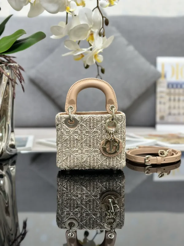 Dior Lady Dior Micro Embroidered Top Handle Bag image 1