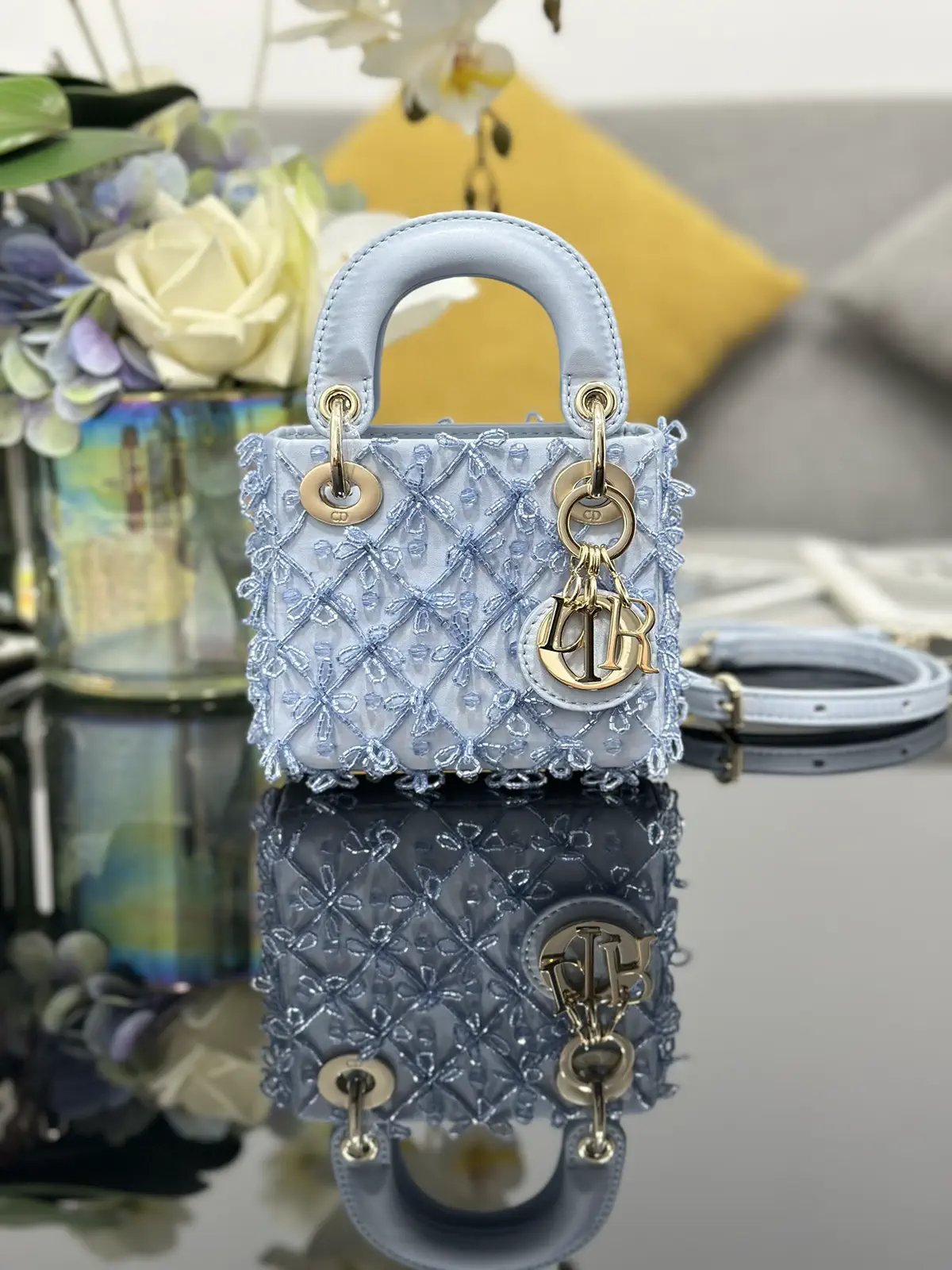 Dior Mini Embroidered Beaded Top Handle Bag image 1