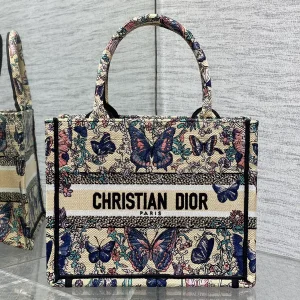 Dior Butterfly Floral Embroidered Tote Bag image 1