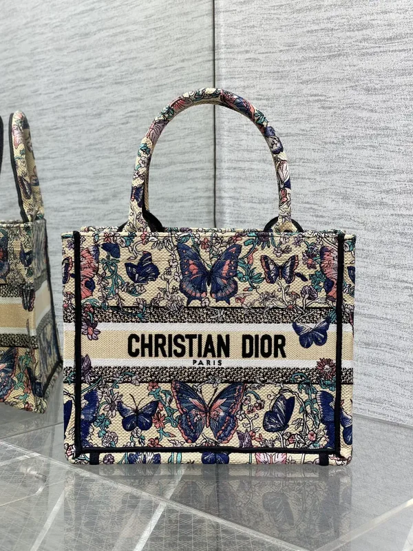 Dior Butterfly Floral Embroidered Tote Bag image 1