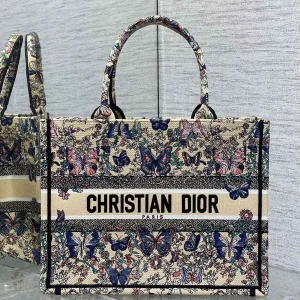 Dior Butterfly Embroidered Tote Bag image 1