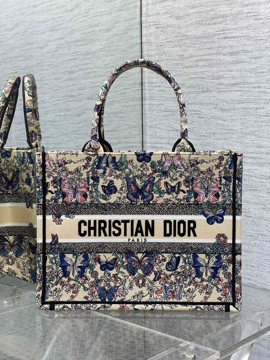Dior Butterfly Embroidered Tote Bag image 1