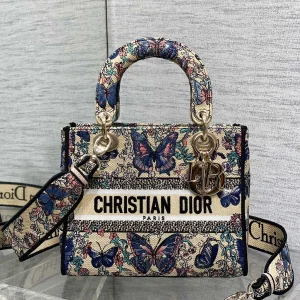 Dior Butterfly Embroidered Top Handle Bag image 1