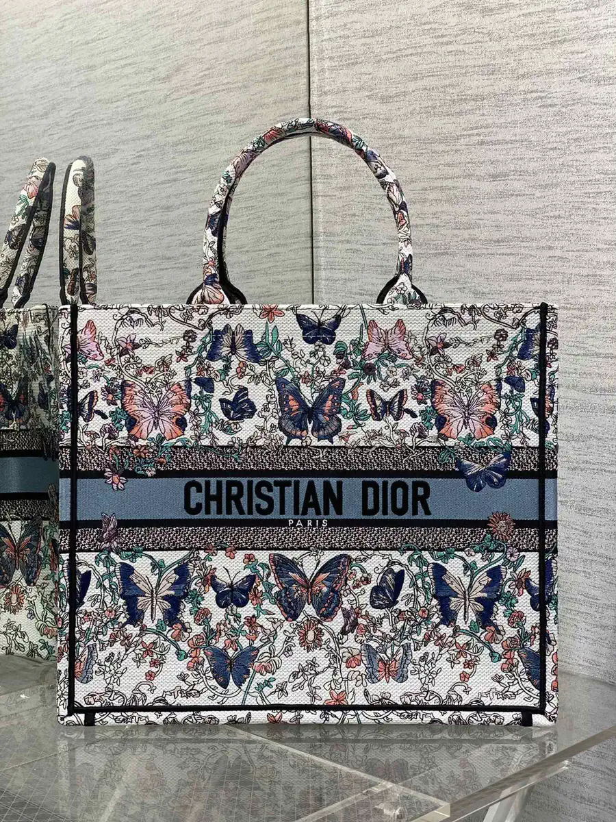 Dior Butterfly Embroidered Tote Bag image 1