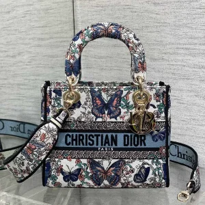 Dior Floral Butterfly Embroidered Top Handle Bag image 1