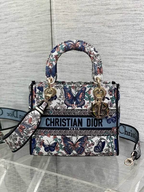 Dior Floral Butterfly Embroidered Top Handle Bag image 1