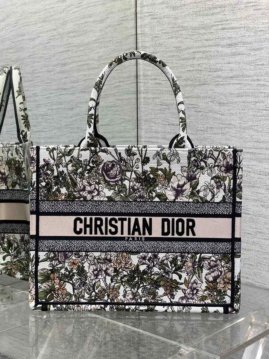 Dior Floral Embroidered Tote Bag image 1