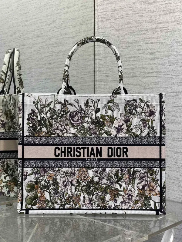 Dior Floral Embroidered Tote Bag image 1