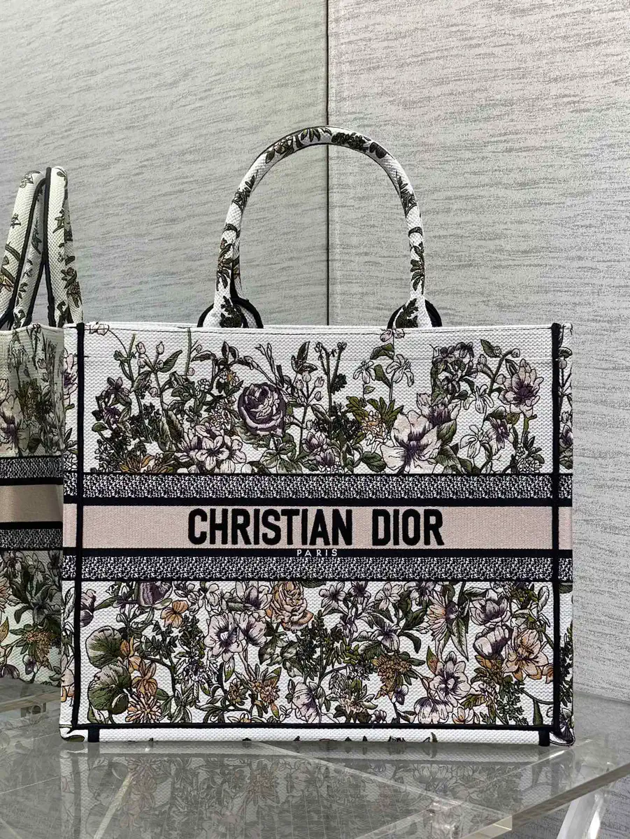 Dior Floral Embroidered Tote Bag image 1