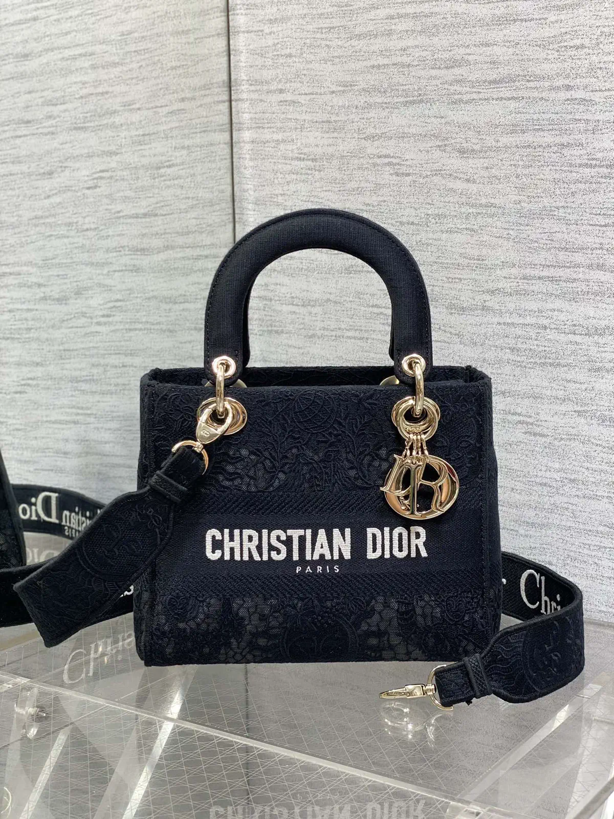 Dior Embroidered Lace Top Handle Bag image 1