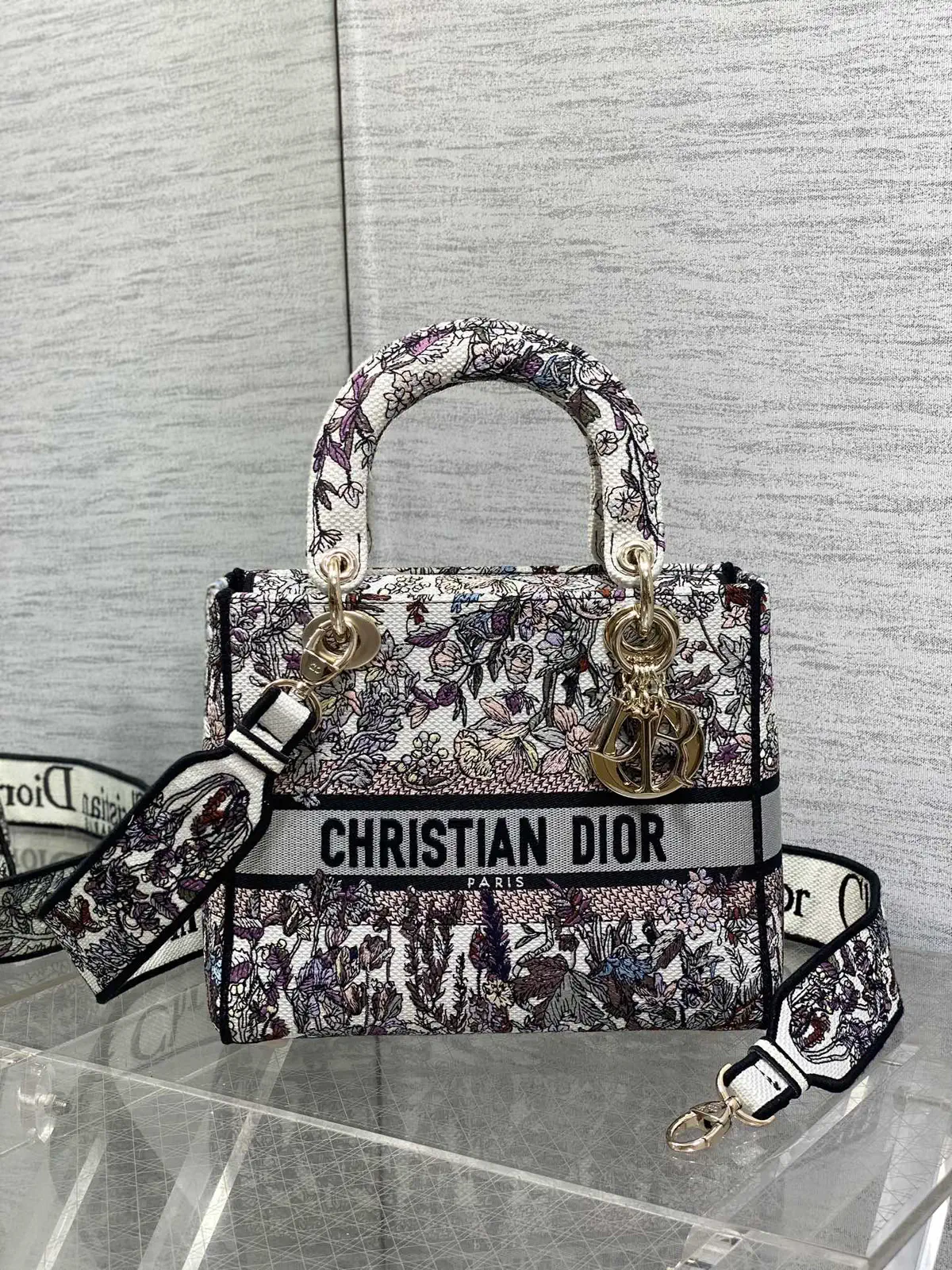Dior Floral Embroidered Top Handle Bag image 1