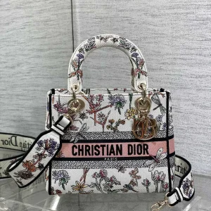 Dior Floral Dragonfly Embroidered Top Handle Bag image 1