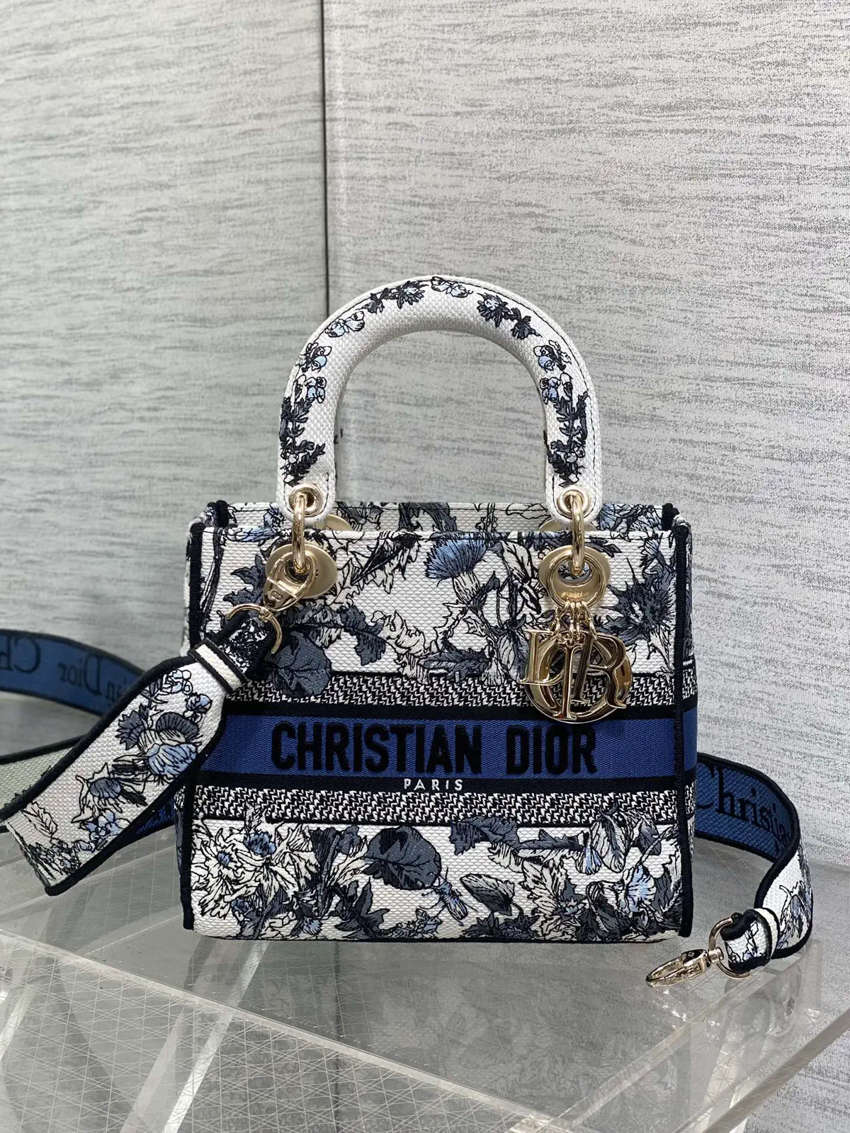 Dior Floral Embroidered Top Handle Bag image 1