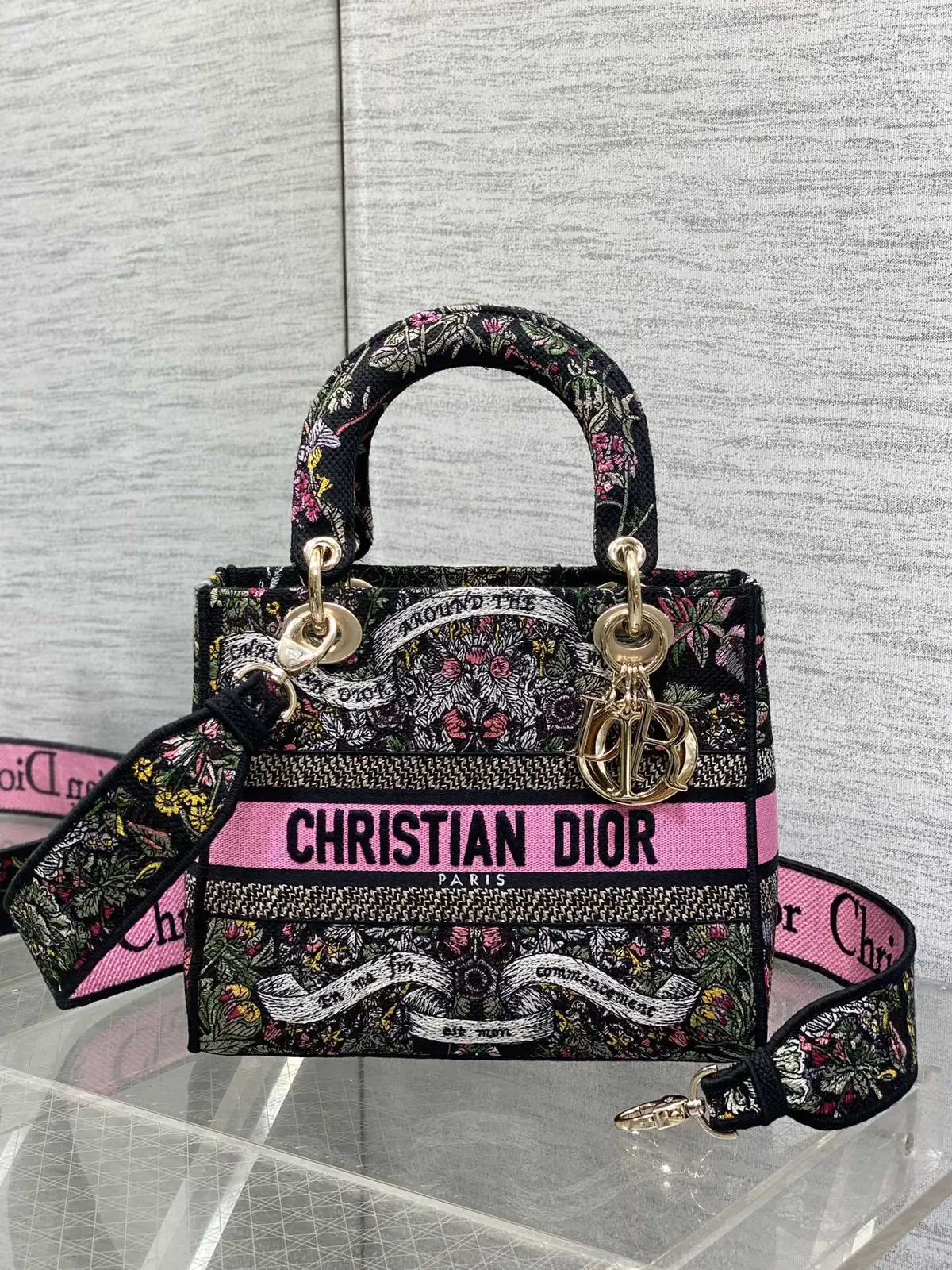 Dior Floral Embroidered Top Handle Bag image 1