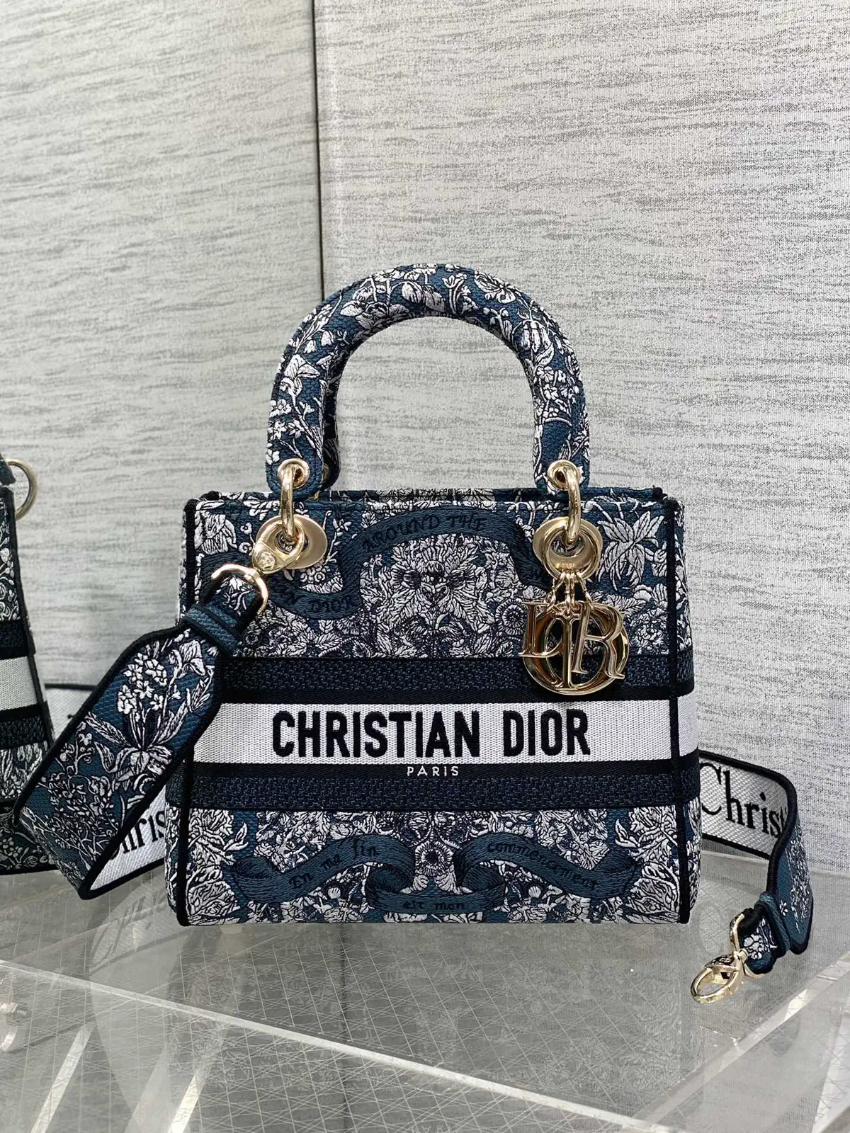 Dior Embroidered Floral Top Handle Bag image 1