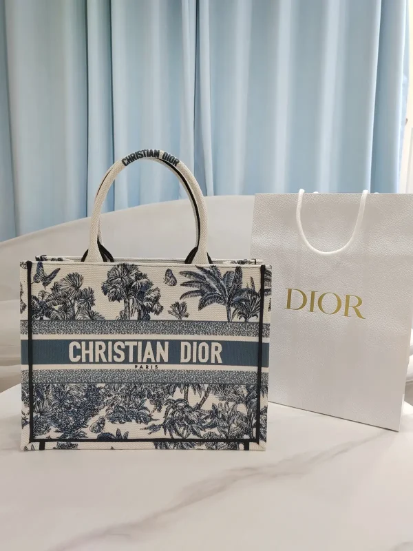 Dior Book Tote with Blue Palms Toile Embroidery image 1