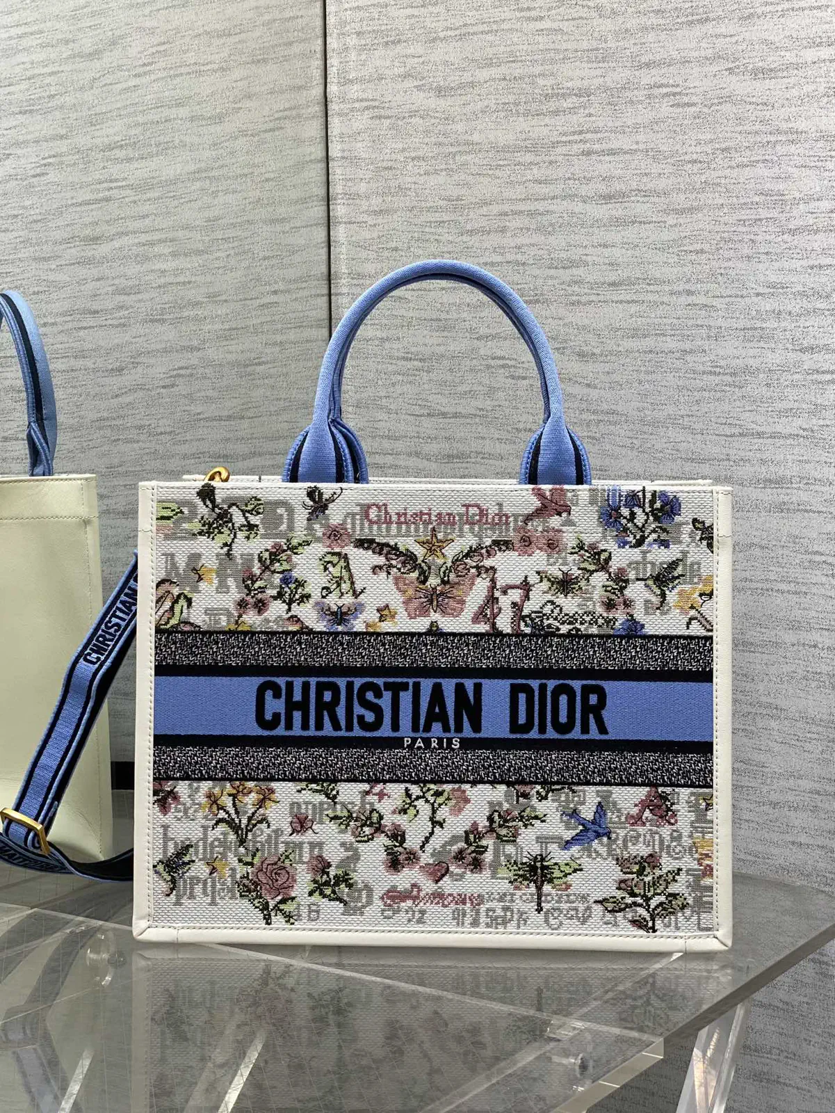 Dior Floral Embroidered Tote Bag image 1