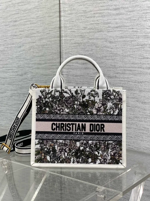 Dior Floral Embroidered Tote Bag image 1