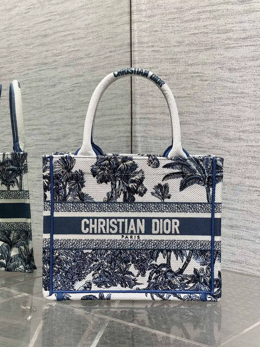 Dior Embroidered Palm Print Small Tote Bag image 1