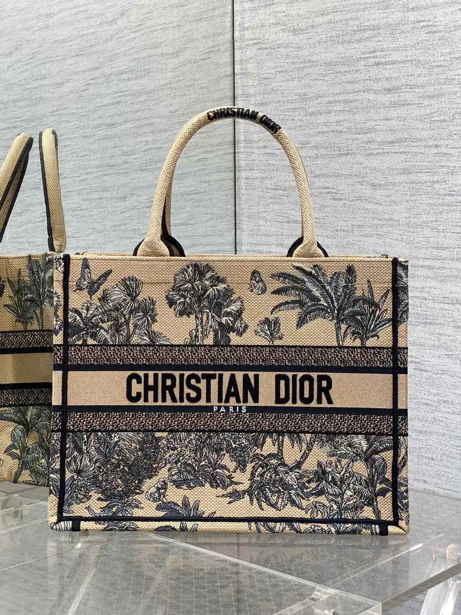 Dior Palm Tree Embroidered Tote Bag image 1