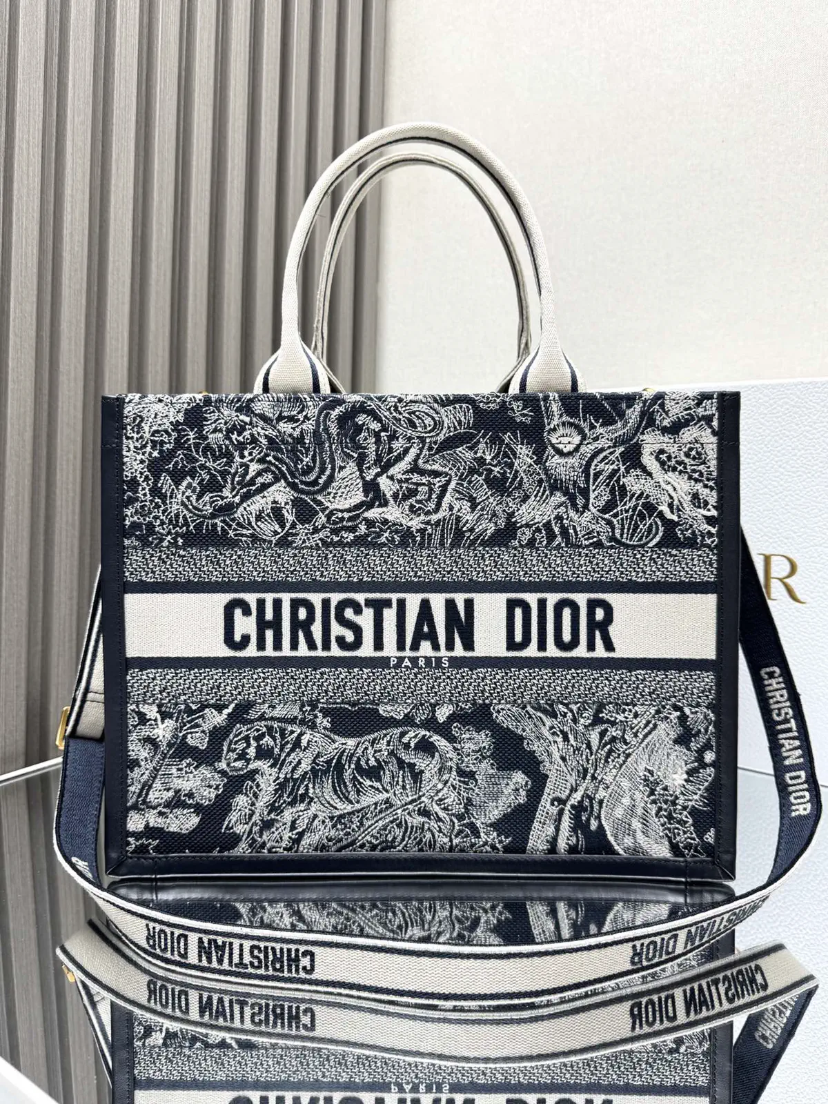 Dior Embroidered Medium Book Tote Bag image 1