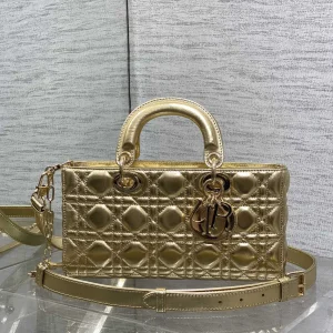Dior Quilted Metallic Gold Top Handle Bag image 1