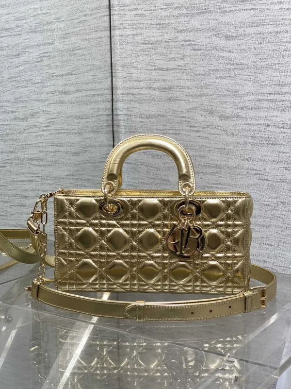 Dior Quilted Metallic Gold Top Handle Bag image 1