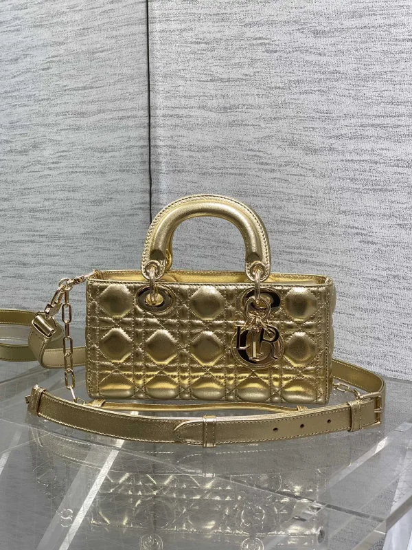 Dior Quilted Metallic Gold Top Handle Bag image 1