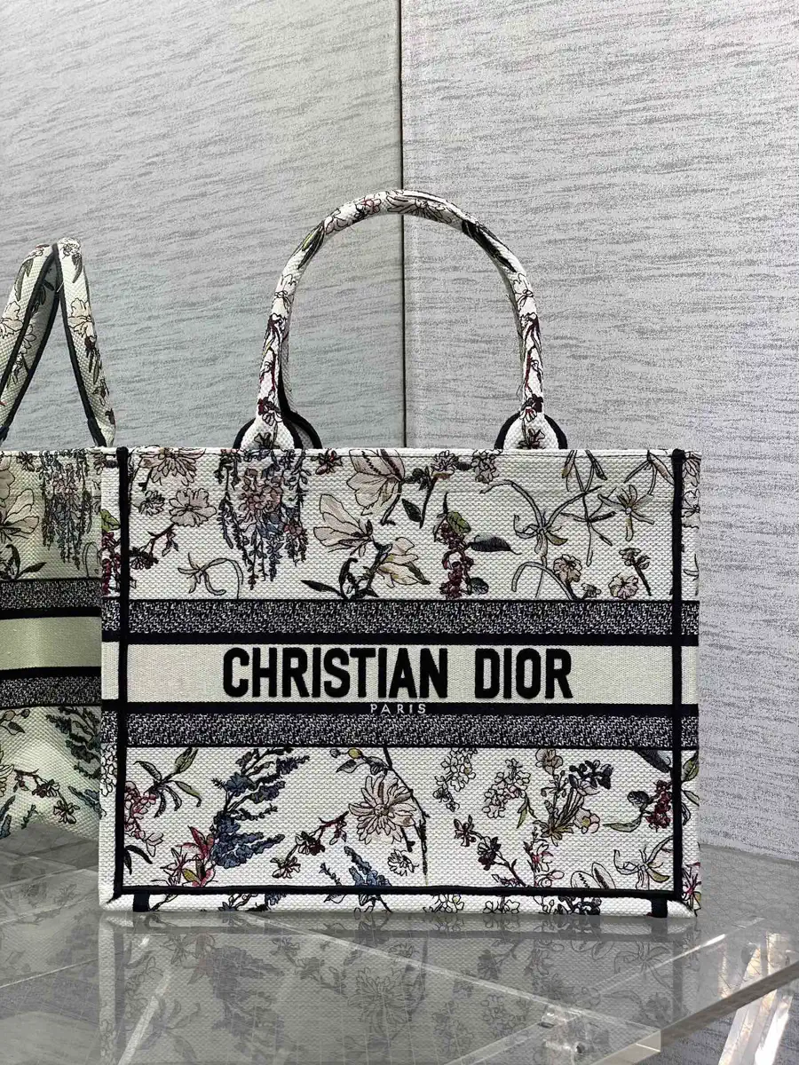 Dior Floral Embroidered Tote Bag image 1