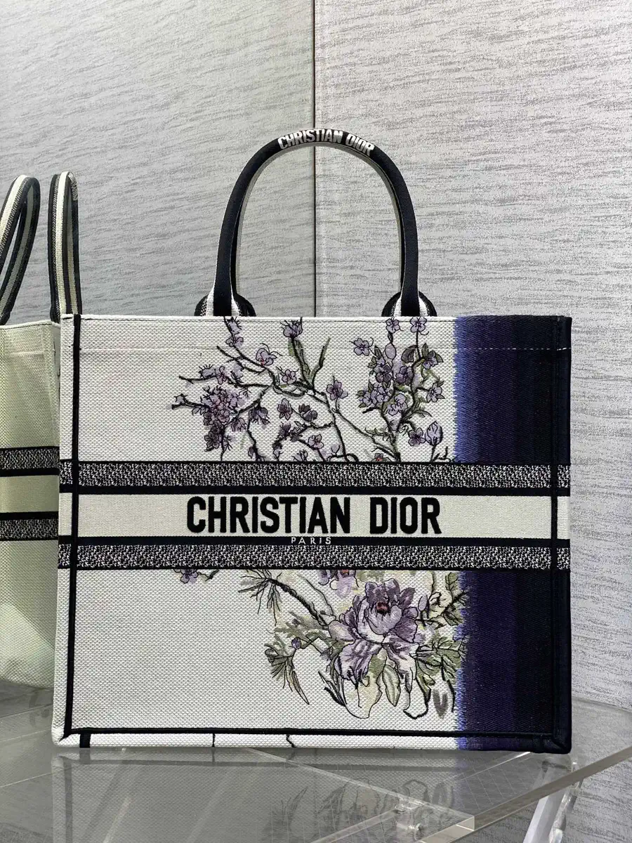 Dior Floral Embroidered Tote Bag image 1