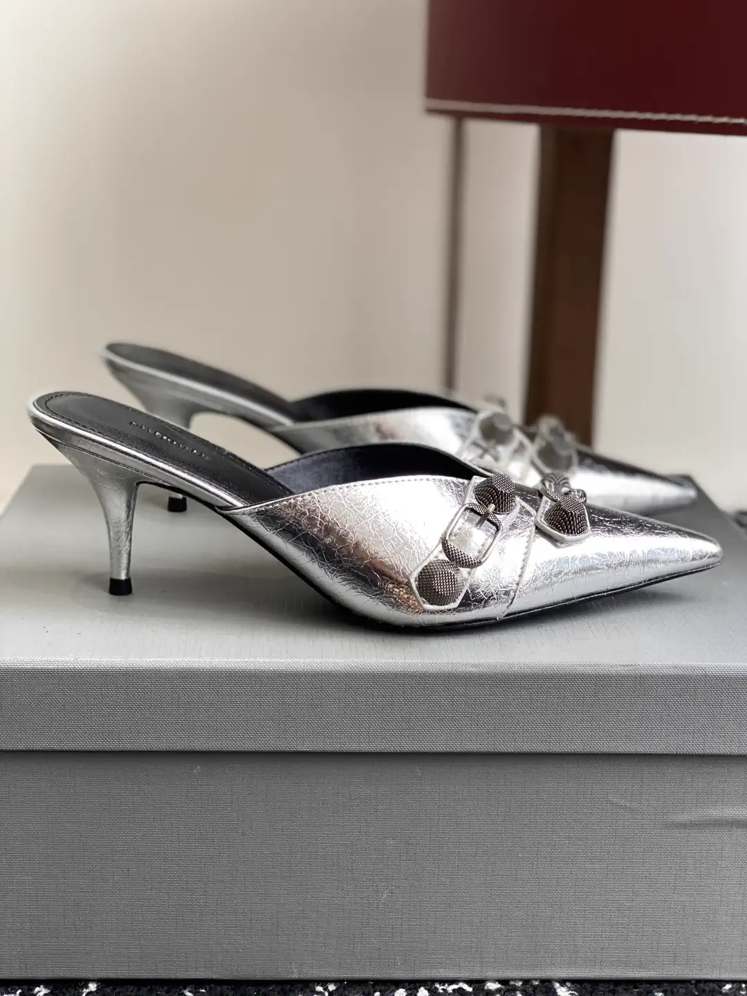 Balenciaga 25ss Pointed Toe Studded Mule High Heels image 1