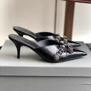 Balenciaga 25ss Pointed Toe Studded Kitten Heel Mules image 1