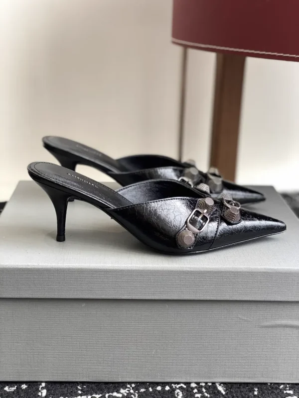 Balenciaga 25ss Pointed Toe Studded Kitten Heel Mules image 1