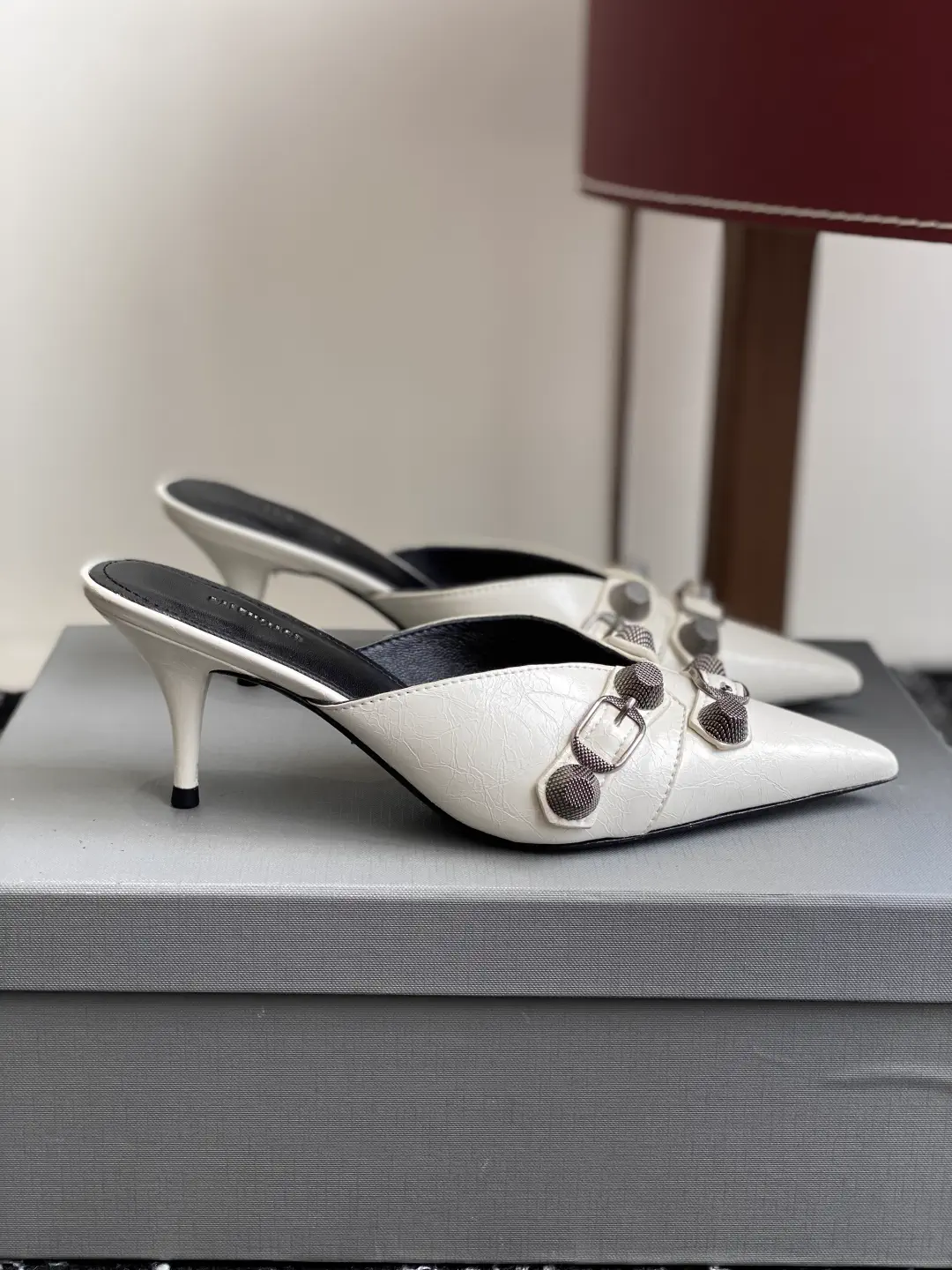 Pointed Toe Studded Mule High Heels image 1