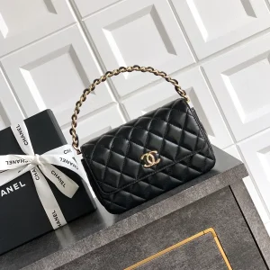 Chanel Black Quilted Top Handle Bag image 1
