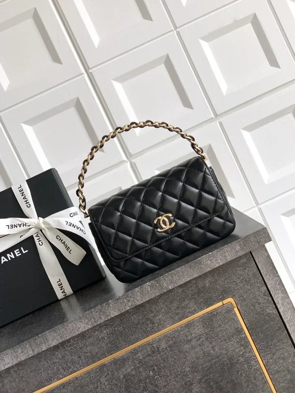 Chanel Black Quilted Top Handle Bag image 1