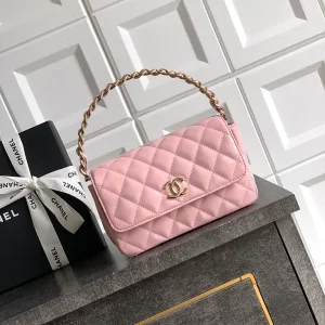 Chanel Pink Quilted Patent Top Handle Bag image 1