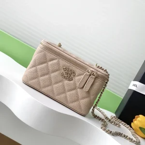 Chanel Quilted Cosmetic Bag with Chain Strap image 1