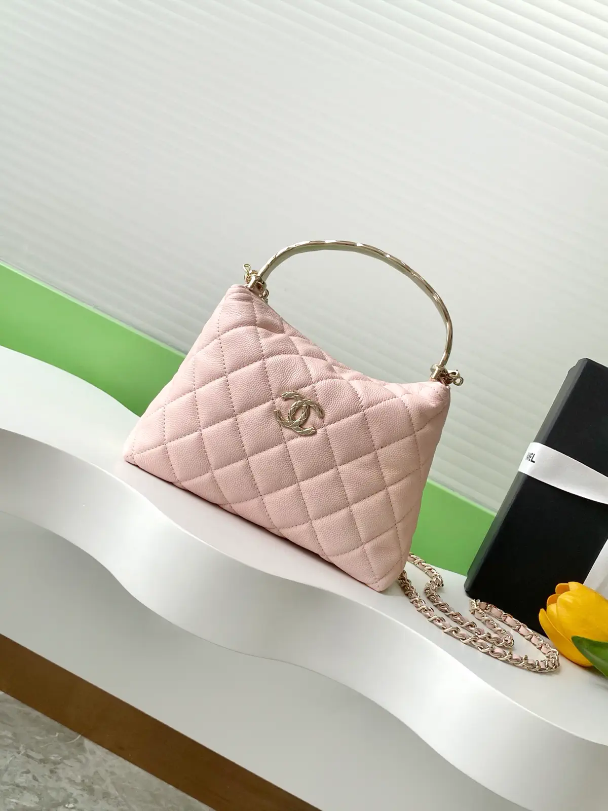Chanel Light Pink Quilted Top Handle Bag image 1