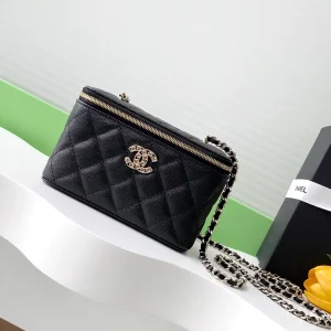 Chanel Quilted Cosmetic Bag with Chain Strap image 1