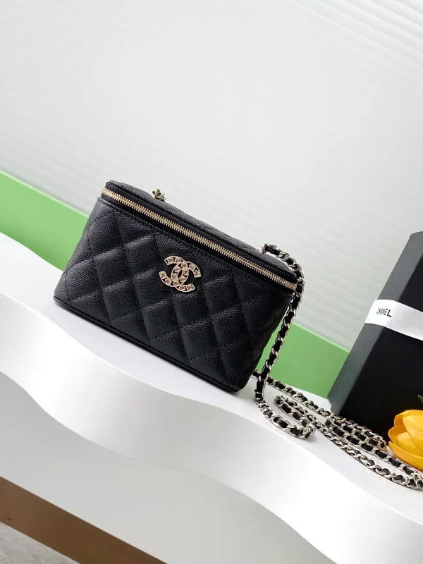 Chanel Quilted Cosmetic Bag with Chain Strap image 1