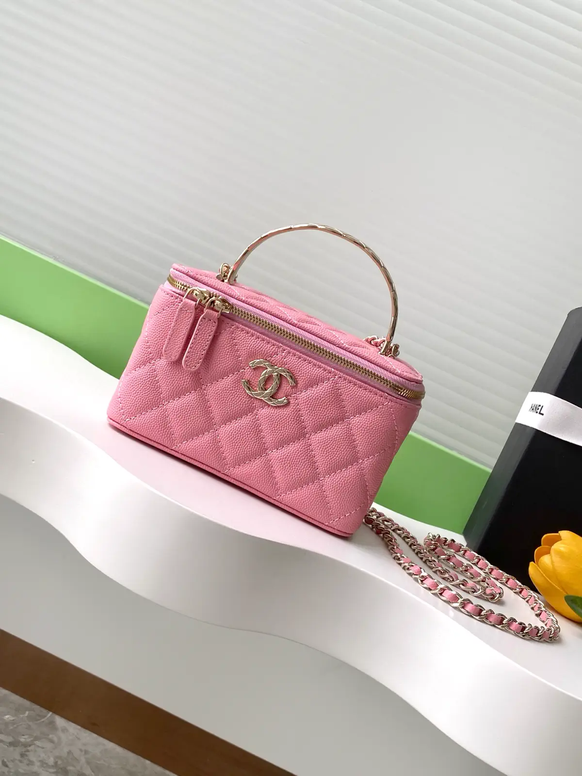Chanel Quilted Vanity Bag with Metal Top Handle image 1