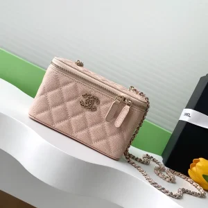 Chanel Quilted Cosmetic Bag with Chain Strap image 1