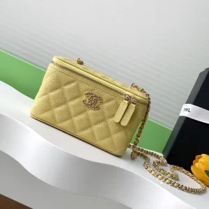 Chanel Quilted Cosmetic Bag with Chain Strap image 1