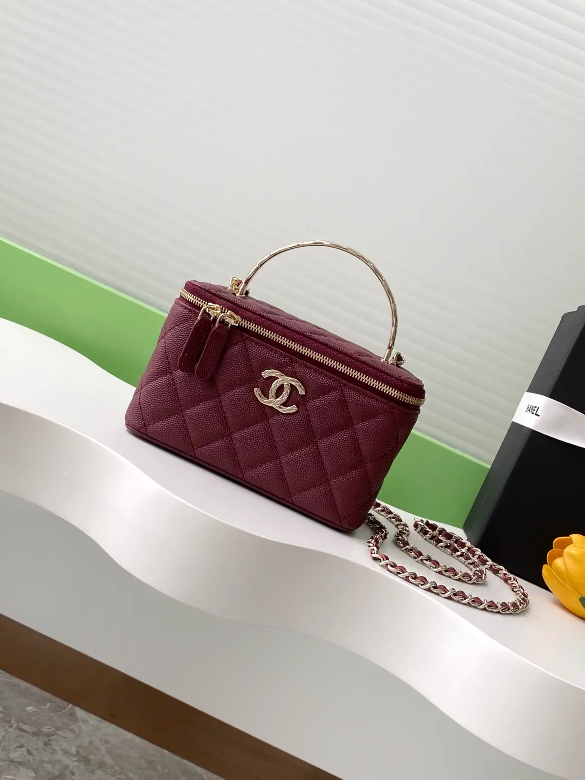 Chanel Quilted Metal Handle Vanity Bag image 1