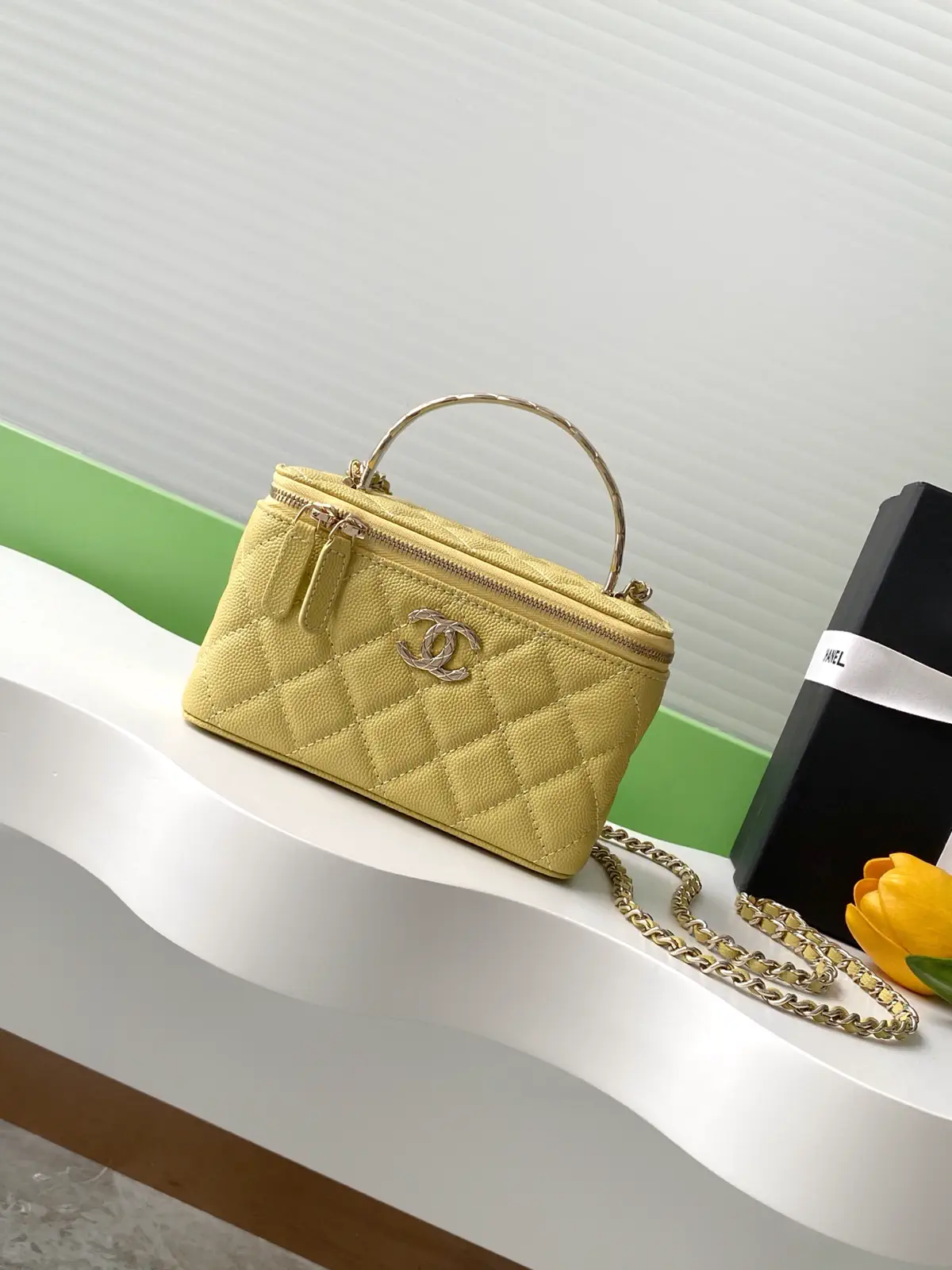 Chanel Quilted Top Handle Vanity Bag with Chain Strap image 1