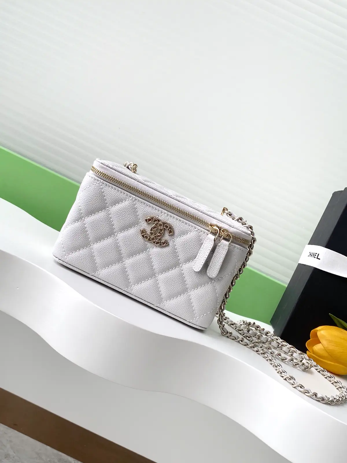 Chanel Quilted Cosmetic Bag with Chain Strap image 1