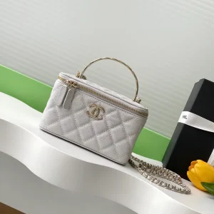 Chanel Quilted Vanity Bag with Metal Top Handle image 1