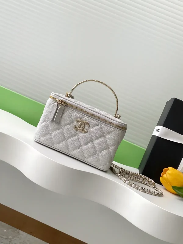 Chanel Quilted Vanity Bag with Metal Top Handle image 1